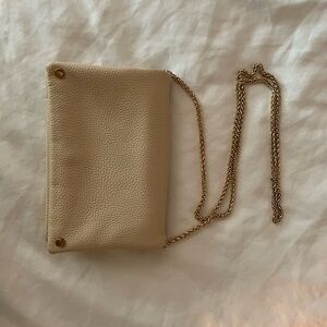 Cream and Gold Clutch with Structured Design